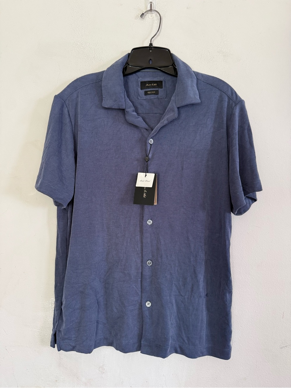 NWT Porter & Ash Mens Relaxed Fit Modal Blend Blue Collared Button Up Shirt, M